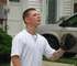 Eric playing catch with his stepbrother while he was on leave 